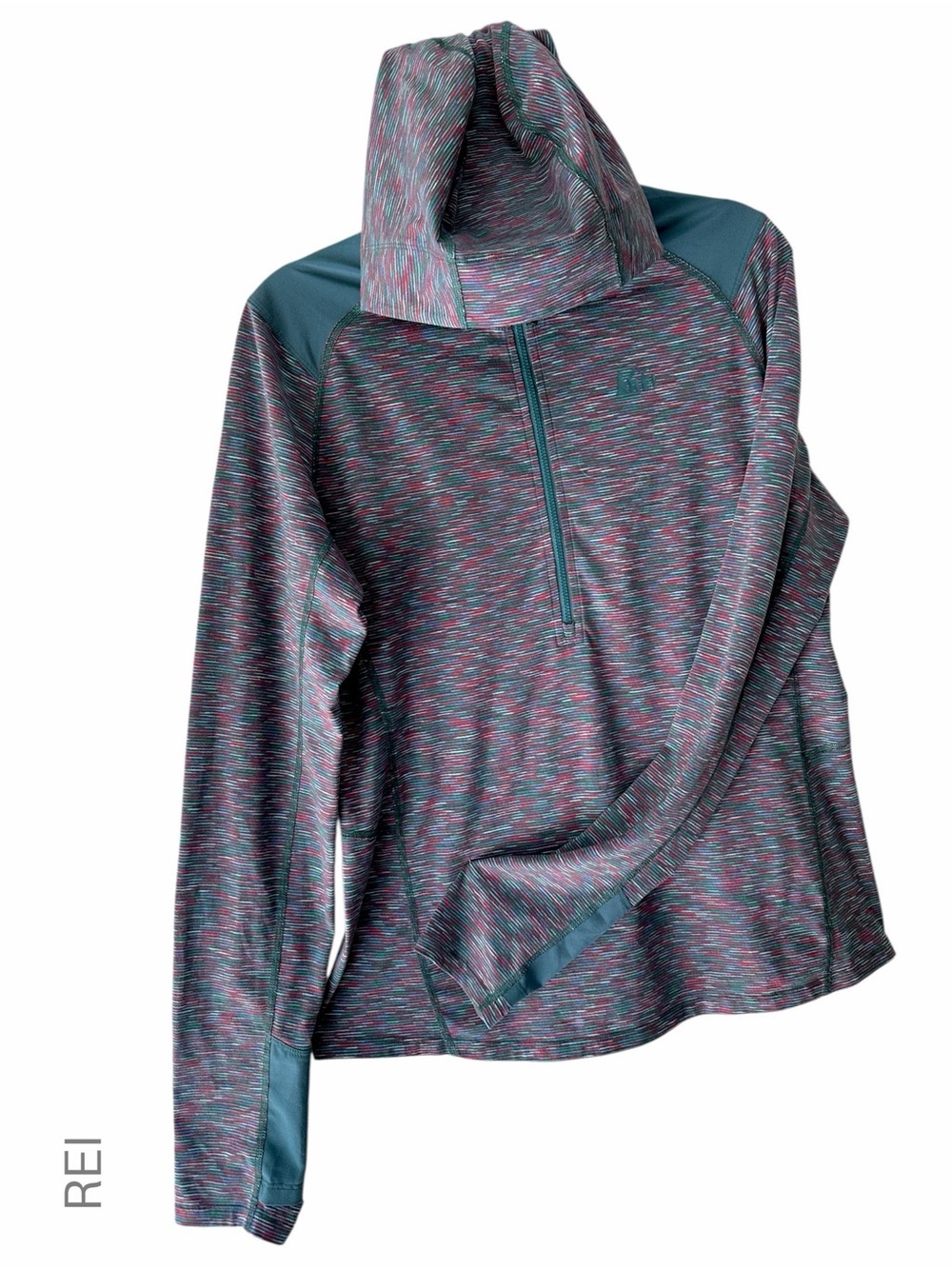 REI NWOT SCREENLINE HOODIE PULLOVER CENTER ZIP THUMB HOLES HIKING | XL